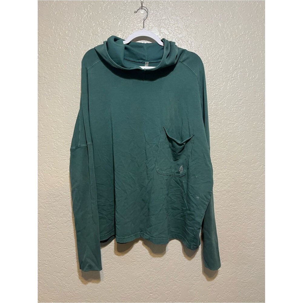 FP Movement Oversized Funnel Neck Pullover Top Green Medium
